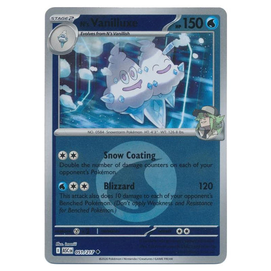 Pokemon - Mega Evolution - Ascended Heroes - Energy Reverse Holo - N's Vanilluxe - 051/217