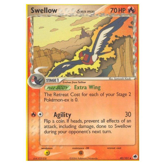 Pokemon - EX Dragon Frontiers - Swellow δ Delta Species - 040