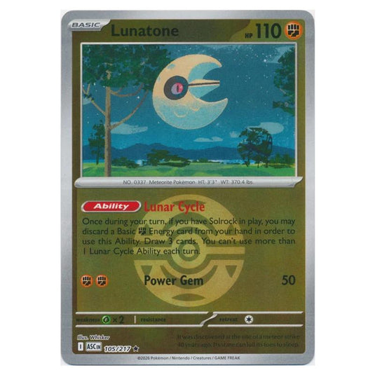 Pokemon - Mega Evolution - Ascended Heroes - Ball & Rocket Reverse Holo - Lunatone - 105/217