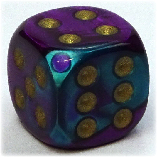 Chessex - Gemini 12mm D6 - Purple-Teal w/Gold