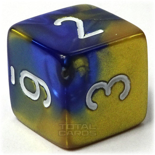 Chessex - Gemini 16mm D6 - Blue-Gold w/White