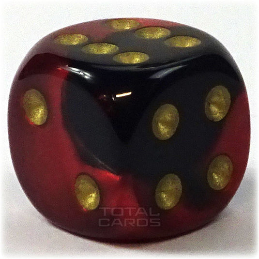 Chessex - Gemini 16mm D6 w/pips - Black-Red w/Gold