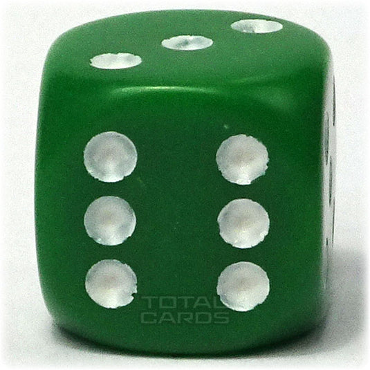 Chessex - Opaque 16mm D6 w/pips - Green w/White