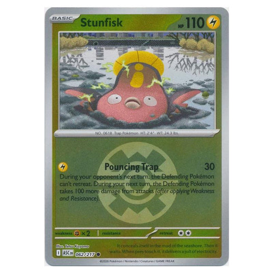 Pokemon - Mega Evolution - Ascended Heroes - Ball & Rocket Reverse Holo - Stunfisk - 062/217