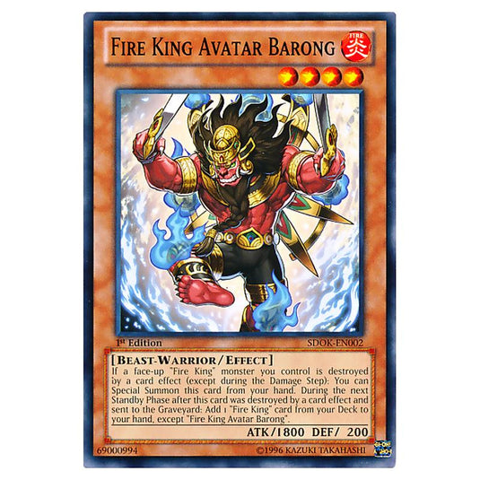 Yu-Gi-Oh! - Onslaught of the Fire Kings Structure Deck - Fire King Avatar Barong (Common) SDOK-EN002