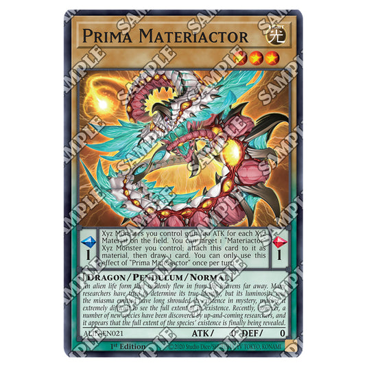 Prima Materiactor ALIN-EN021 card from the Yu-Gi-Oh! set Alliance Insight