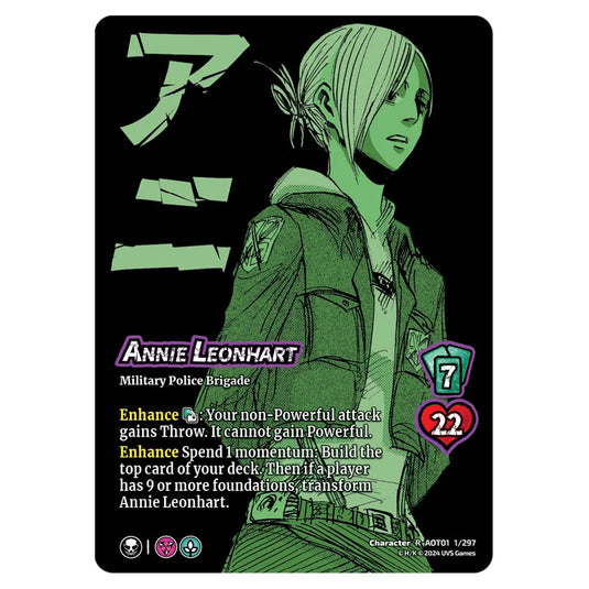 Annie Leonhart // Annie, Female Titan  card from the Attack on Titan set Battle For Humanity CH-R 01 001/297