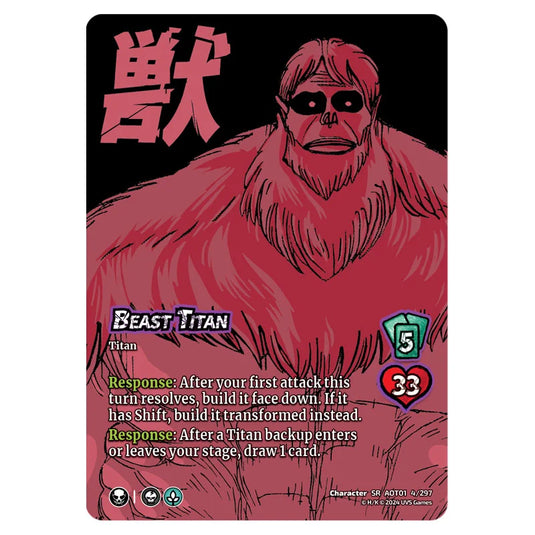 Beast Titan card from the Attack on Titan set Battle For Humanity CH-SR 01 004/297