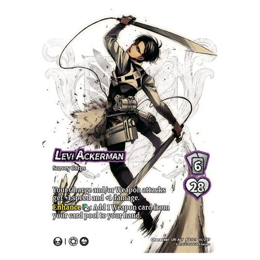 Levi Ackerman (Alternate Art) card from the Attack on Titan set Battle For Humanity CH-UR-ALT 01 014/297