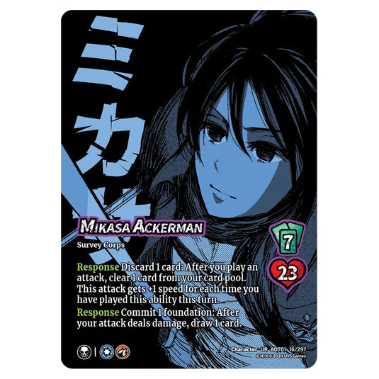 Mikasa Ackerman card from the Attack on Titan set Battle For Humanity CH-UR 01 016/297