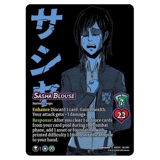 Sasha Blouse card from the Attack on Titan set Battle For Humanity CH-C 01 018/297