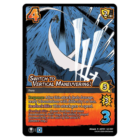 Switch to Vertical Maneuvering! card from the Attack on Titan set Battle For Humanity R 01 042/297