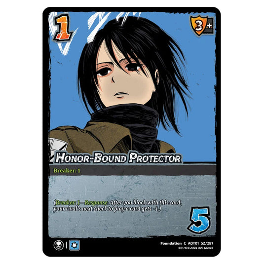 Honor-Bound Protector card from the Attack on Titan set Battle For Humanity C 01 052/297