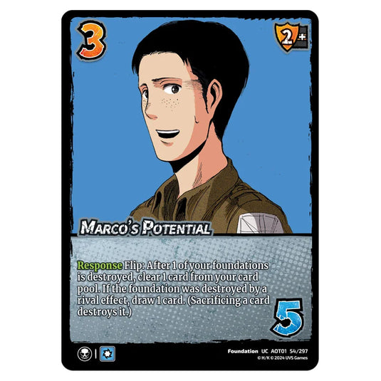 Marco's Potential card from the Attack on Titan set Battle For Humanity UC 01 054/297