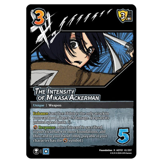 The Intensity of Mikasa Ackerman card from the Attack on Titan set Battle For Humanity R 01 061/297