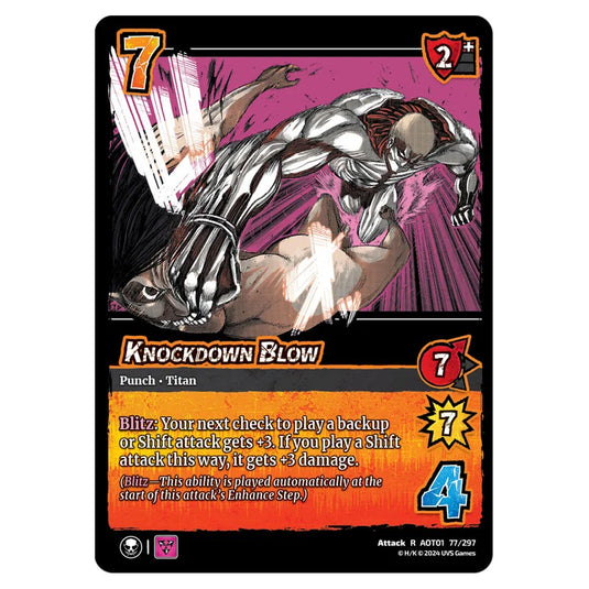 Knockdown Blow card from the Attack on Titan set Battle For Humanity R 01 077/297