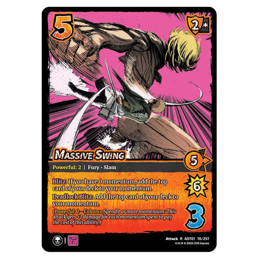 Massive Swing card from the Attack on Titan set Battle For Humanity R 01 078/297