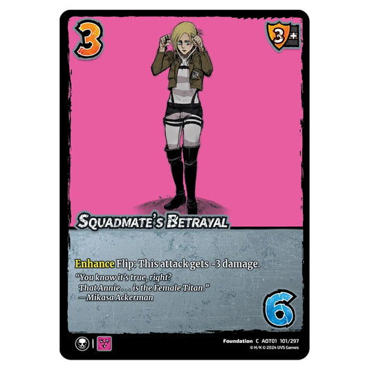 Squadmate's Betrayal card from the Attack on Titan set Battle For Humanity C 01 101/297