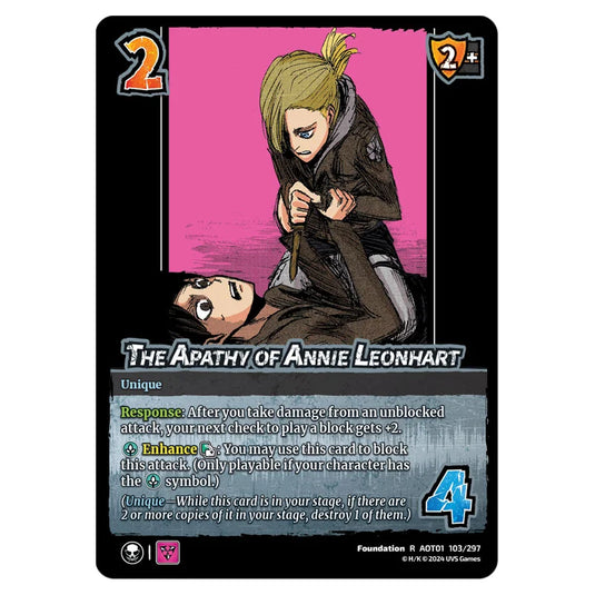 The Apathy of Annie Leonhart card from the Attack on Titan set Battle For Humanity R 01 103/297