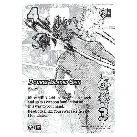 Double-Bladed Spin (Alternate Art) card from the Attack on Titan set Battle For Humanity UR-ALT 01 114/297