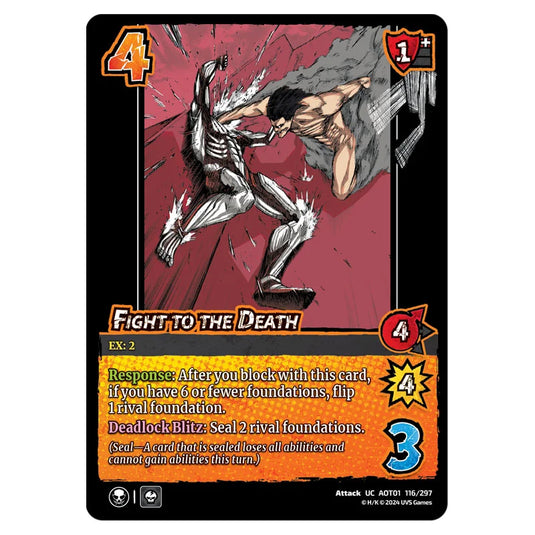 Fight to the Death card from the Attack on Titan set Battle For Humanity UC 01 116/297