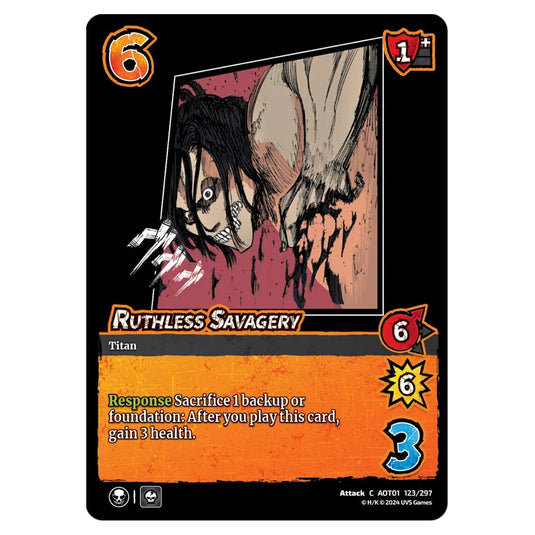 Ruthless Savagery card from the Attack on Titan set Battle For Humanity C 01 123/297