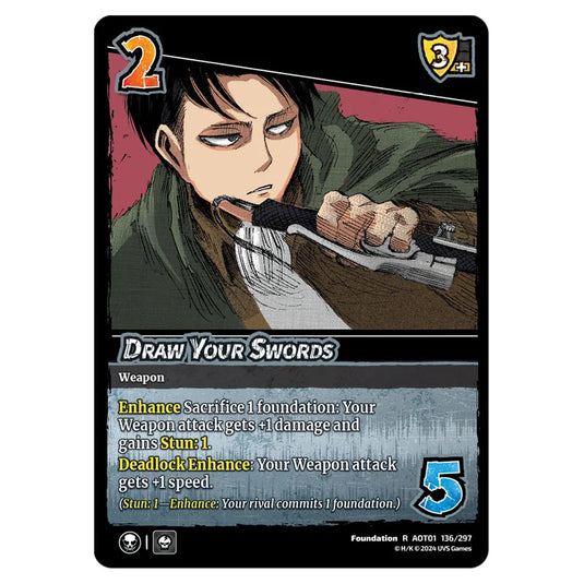 Draw Your Swords card from the Attack on Titan set Battle For Humanity R 01 136/297