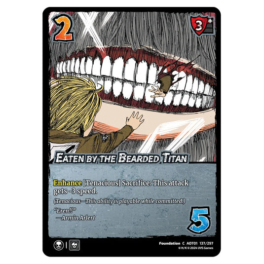 Eaten by the Bearded Titan card from the Attack on Titan set Battle For Humanity C 01 137/297