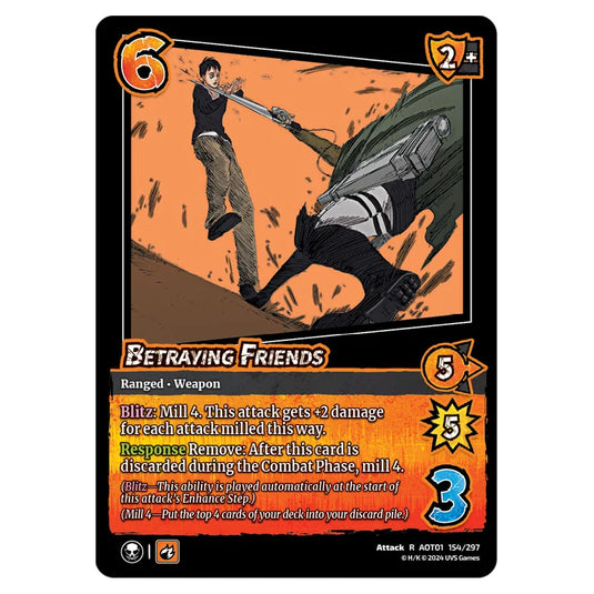 Betraying Friends card from the Attack on Titan set Battle For Humanity R 01 154/297