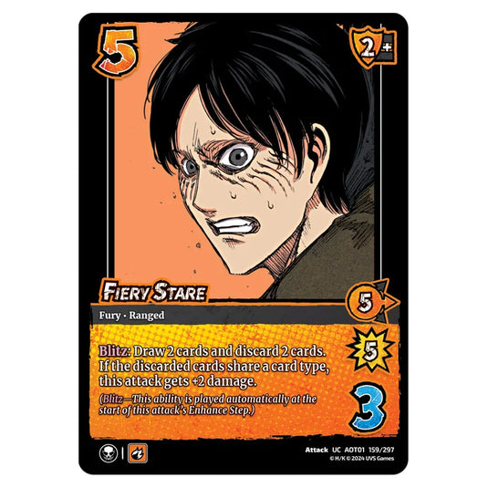 Fiery Stare card from the Attack on Titan set Battle For Humanity UC 01 159/297