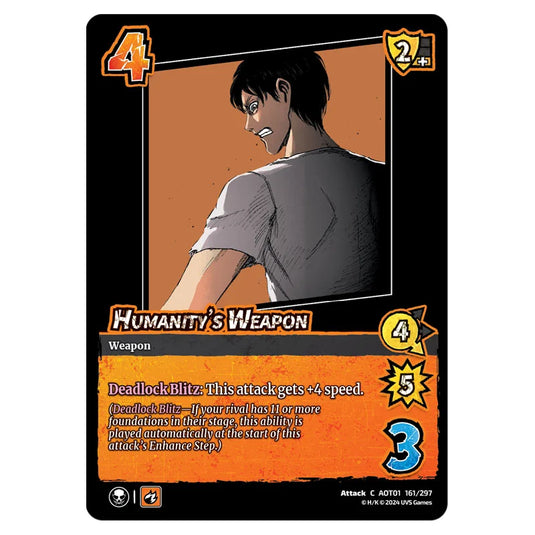 Humanity's Weapon card from the Attack on Titan set Battle For Humanity C 01 161/297