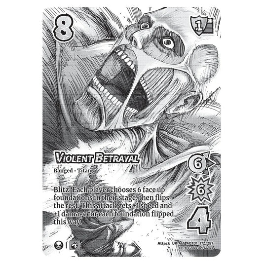 Violent Betrayal (Alternate Art) card from the Attack on Titan set Battle For Humanity UR-ALT 01 172/297