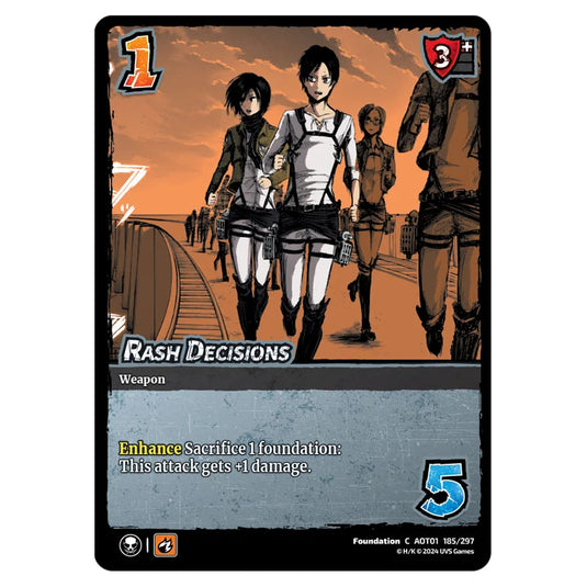 Rash Decisions card from the Attack on Titan set Battle For Humanity C 01 185/297