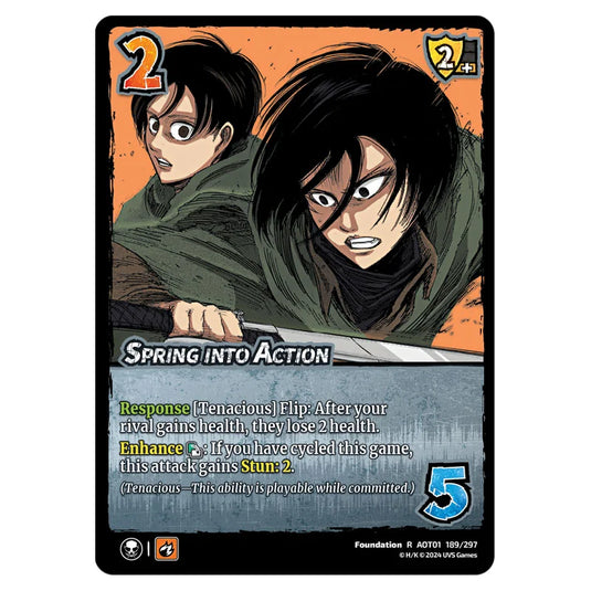 Spring into Action card from the Attack on Titan set Battle For Humanity R 01 189/297