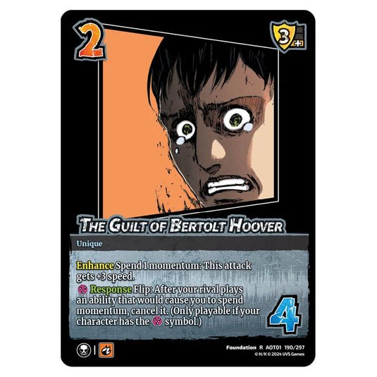 The Guilt of Bertolt Hoover card from the Attack on Titan set Battle For Humanity R 01 190/297