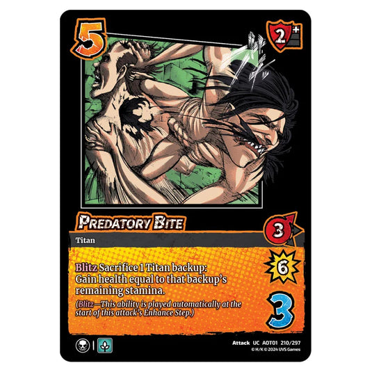 Predatory Bite card from the Attack on Titan set Battle For Humanity UC 01 210/297