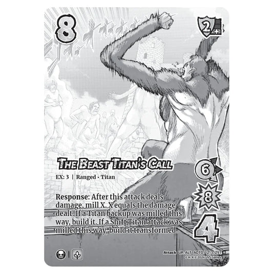 The Beast Titan's Call (Alternate Art) card from the Attack on Titan set Battle For Humanity UR-ALT 01 213/297