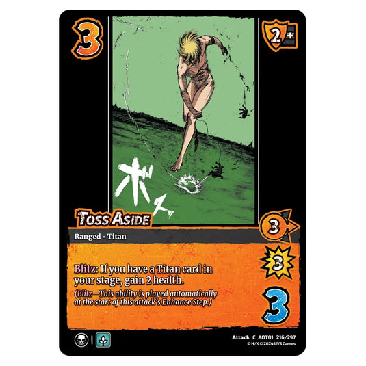 Toss Aside card from the Attack on Titan set Battle For Humanity C 01 216/297