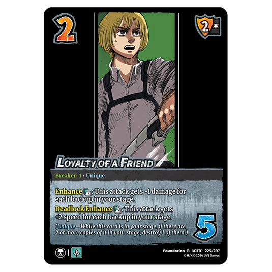 Loyalty of a Friend card from the Attack on Titan set Battle For Humanity R 01 225/297