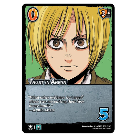 Trust in Armin card from the Attack on Titan set Battle For Humanity C 01 232/297