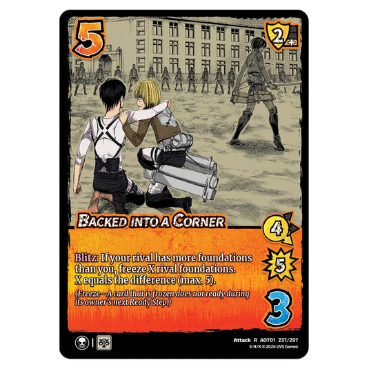 Backed into a Corner card from the Attack on Titan set Battle For Humanity R 01 237/297