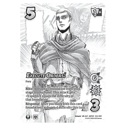 Execute Orders! (Alternate Art) card from the Attack on Titan set Battle For Humanity UR-ALT 01 241/297