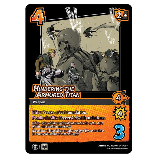 Hindering the Armored Titan card from the Attack on Titan set Battle For Humanity UC 01 245/297