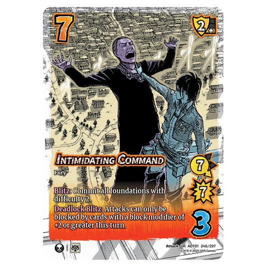 Intimidating Command card from the Attack on Titan set Battle For Humanity UR 01 246/297