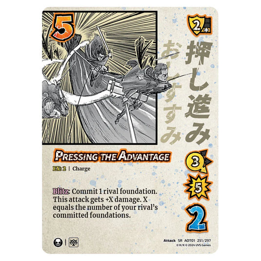 Pressing the Advantage card from the Attack on Titan set Battle For Humanity SR 01 251/297