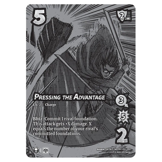 Pressing the Advantage (Alternate Art) card from the Attack on Titan set Battle For Humanity SR-ALT 01 251/297