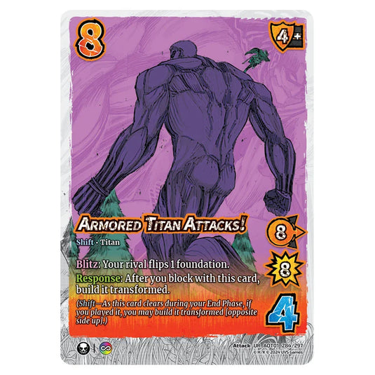 Armored Titan Attacks! // The Armored Titan card from the Attack on Titan set Battle For Humanity UR 01 284/297