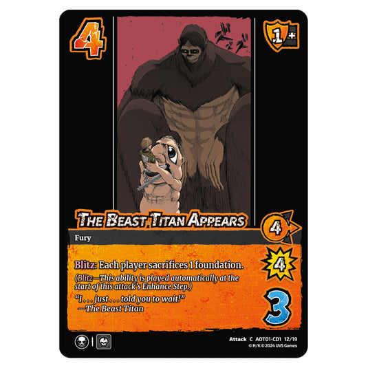 The Beast Titan Appears card from the Attack on Titan set Battle For Humanity C 01 127/297