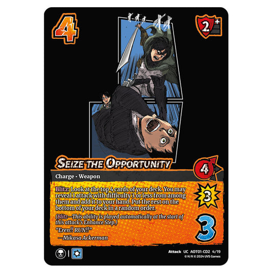 Seize the Opportunity card from the Attack on Titan set Battle For Humanity UC 01 039/297