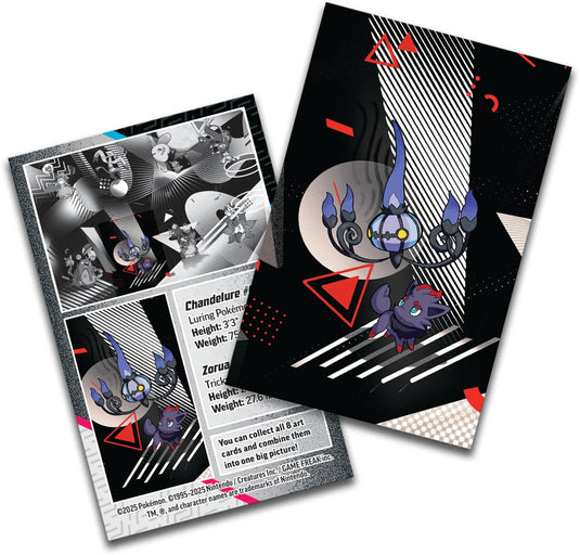 Pokemon - Scarlet & Violet - Black Bolt & White Flare - Unova Mini Tin - Chandelure & Zorua - Art Card